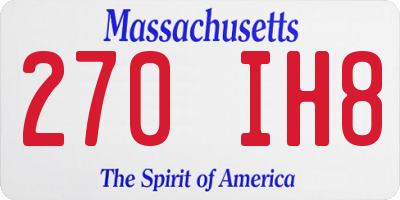 MA license plate 270IH8