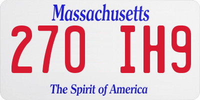 MA license plate 270IH9