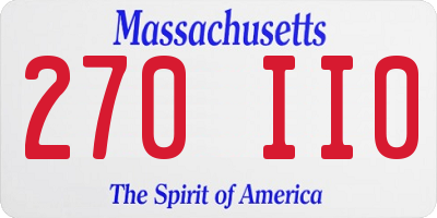 MA license plate 270II0