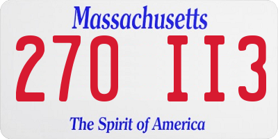 MA license plate 270II3