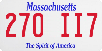 MA license plate 270II7