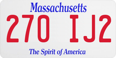 MA license plate 270IJ2