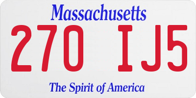 MA license plate 270IJ5