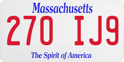MA license plate 270IJ9