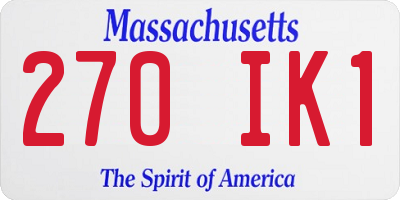 MA license plate 270IK1