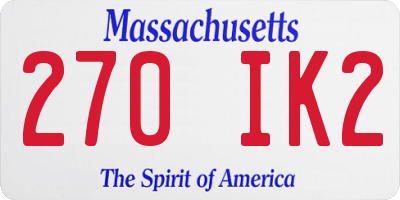 MA license plate 270IK2