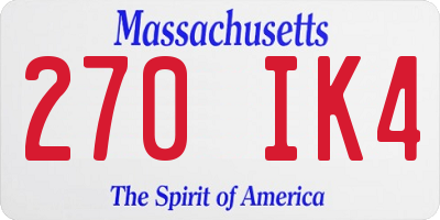 MA license plate 270IK4