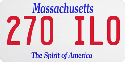 MA license plate 270IL0