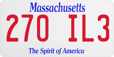 MA license plate 270IL3