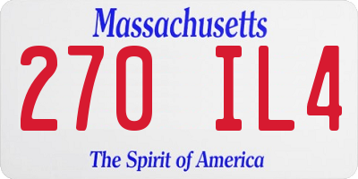 MA license plate 270IL4