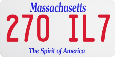 MA license plate 270IL7