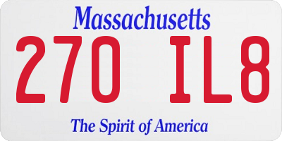 MA license plate 270IL8