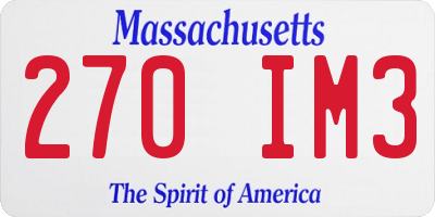 MA license plate 270IM3