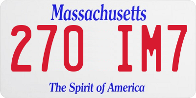 MA license plate 270IM7