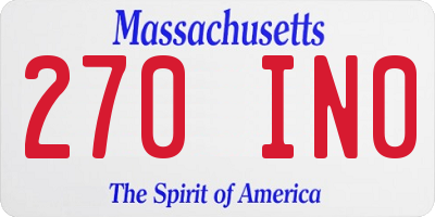 MA license plate 270IN0