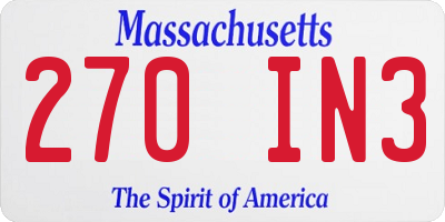 MA license plate 270IN3