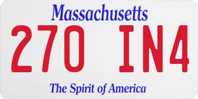 MA license plate 270IN4