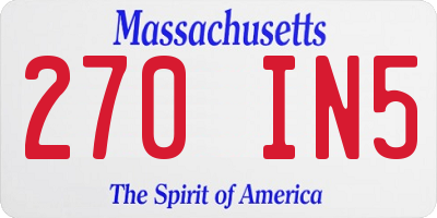 MA license plate 270IN5