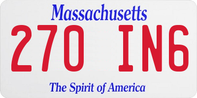MA license plate 270IN6