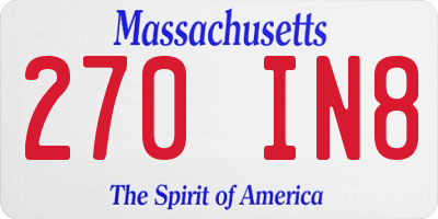 MA license plate 270IN8