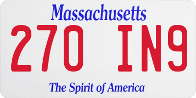 MA license plate 270IN9