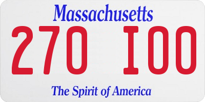 MA license plate 270IO0
