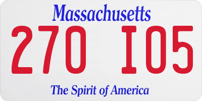 MA license plate 270IO5