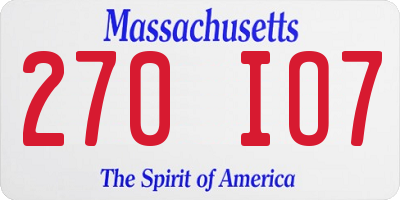 MA license plate 270IO7