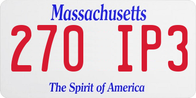 MA license plate 270IP3