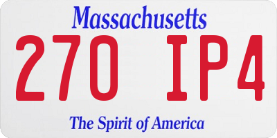 MA license plate 270IP4
