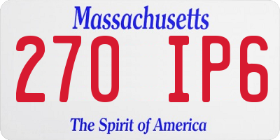 MA license plate 270IP6