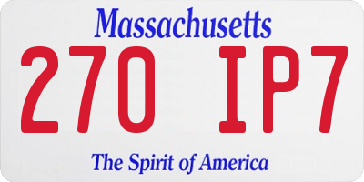 MA license plate 270IP7