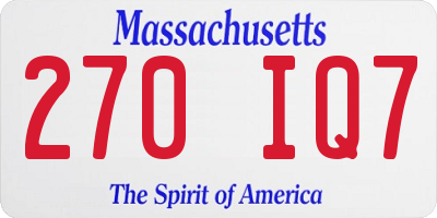 MA license plate 270IQ7