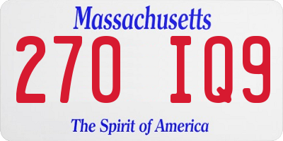MA license plate 270IQ9