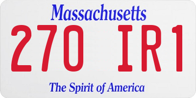 MA license plate 270IR1