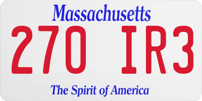 MA license plate 270IR3