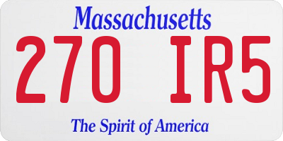MA license plate 270IR5