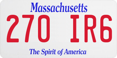 MA license plate 270IR6