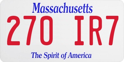 MA license plate 270IR7
