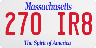 MA license plate 270IR8