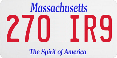 MA license plate 270IR9
