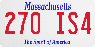 MA license plate 270IS4