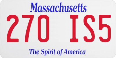 MA license plate 270IS5