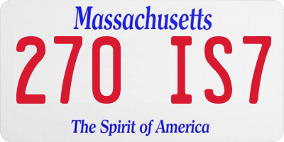 MA license plate 270IS7