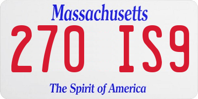 MA license plate 270IS9