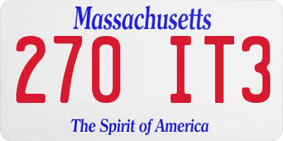 MA license plate 270IT3