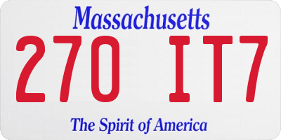 MA license plate 270IT7