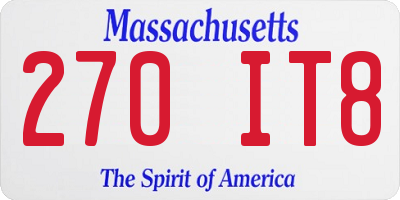 MA license plate 270IT8