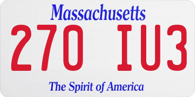 MA license plate 270IU3
