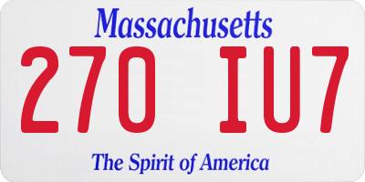 MA license plate 270IU7